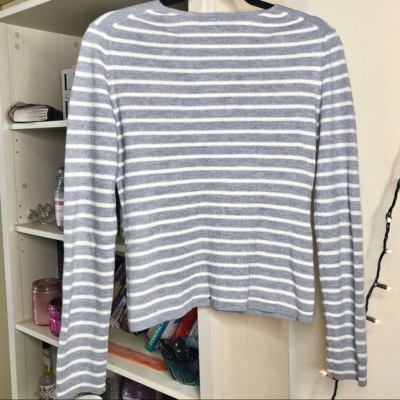 Loft V-Neck Stripped Long-Sleeve Sweater - Picture 2 of 4